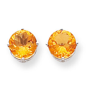 8mm Citrine Earrings 14k White Gold XE75WCI, MPN: XE75WCI, 883957098982