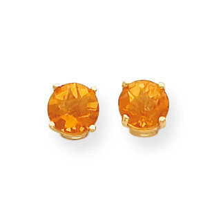 6mm Citrine Checker Earrings 14k Gold XE73CC, MPN: XE73CC, 883957097619