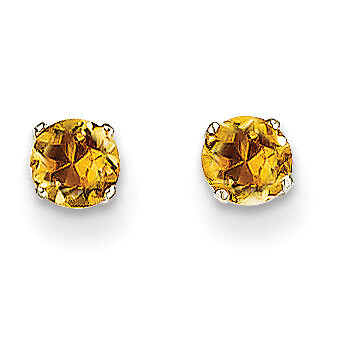 4mm Citrine Stud Earrings 14k White Gold XBE131, MPN: XBE131, 883957086521
