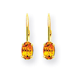 6x4mm Oval Citrine Leverback Earrings 14k Gold XLB114CI, MPN: XLB114CI, 883957120096