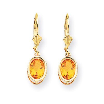 8x6mm Oval Citrine Leverback Earrings 14k Gold XLB107CI, MPN: XLB107CI, 883957119113