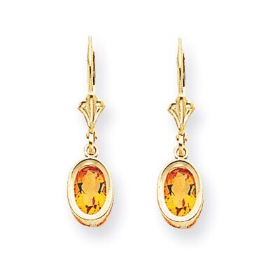 Citrine Diamond Oval Leverback Earrings 14k Gold XLB106CI, MPN: XLB106CI, 883957118888