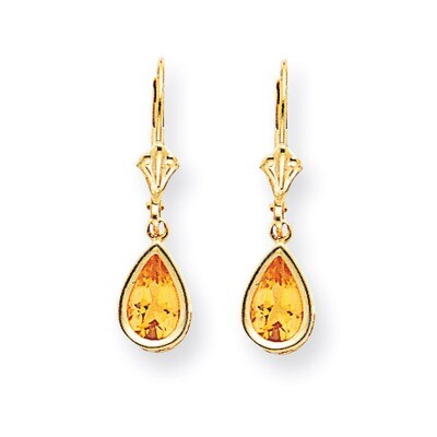 8x5mm Pear Citrine Leverback Earrings 14k Gold XLB103CI, MPN: XLB103CI, 883957118505