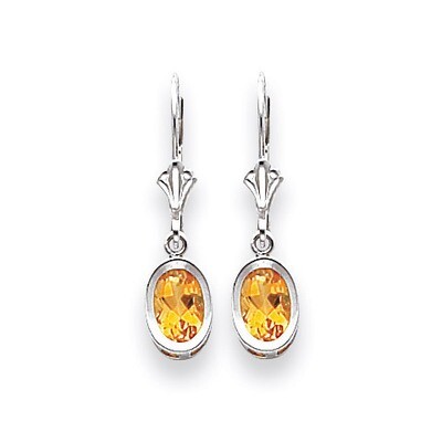 Citrine Diamond Oval Leverback Earrings 14k Gold XLB106WCI, MPN: XLB106WCI, 883957119045