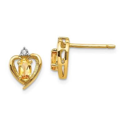 Diamond &amp; Citrine Earrings 14k Gold XBS505, MPN: XBS505, 883957469706