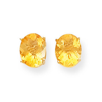 9x7mm Oval Citrine Checker Earrings 14k Gold XE89CC, MPN: XE89CC, 883957108520