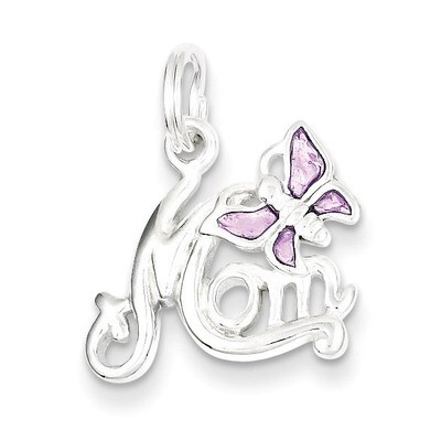 Polished Mom Butterfly Enameled Charm Sterling Silver QC6756, MPN: QC6756, 886774760384