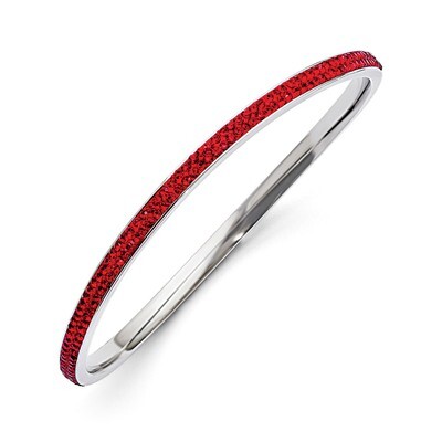 Polished Red Crystal Wavy Bangle - Stainless Steel SRB1212 by Chisel, MPN: SRB1212, 883957036601