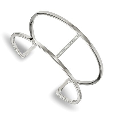Preciosa Crystal Cuff Bangle Stainless Steel Polished SRB1867 by Chisel, MPN: SRB1867, 191101016240