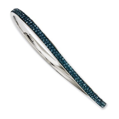 Blue Crystal Polished Bangle - Stainless Steel SRB1006 by Chisel, MPN: SRB1006,