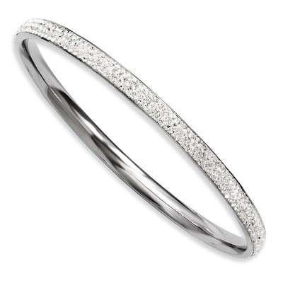Clear Crystal Rounded Bangle - Stainless Steel SRB772 by Chisel, MPN: SRB772, 886774192390