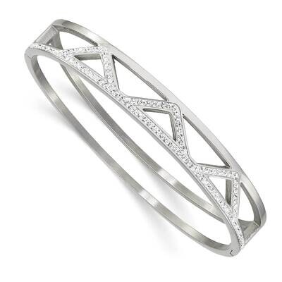 Preciosa Crystal 10.00mm Hinged Bangle Stainless Steel Polished SRB2580, MPN: SRB2580, 191101864827