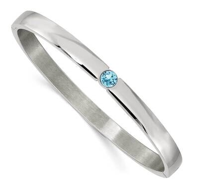 Blue Preciosa Crystal 6mm Hinged Bangle Stainless Steel Polished SRB2926, MPN: SRB2926, 191101865930
