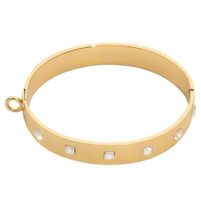Nikki Lissoni Bangle of 1cm with Square Swarovski Crystals One Loop To Attach A Charm Gold-plated 1…