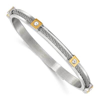 Yellow Ip-Plated with Preciosa Crystal Hinged Bangle Stainless Steel Polished SRB2919, MPN: SRB2919…