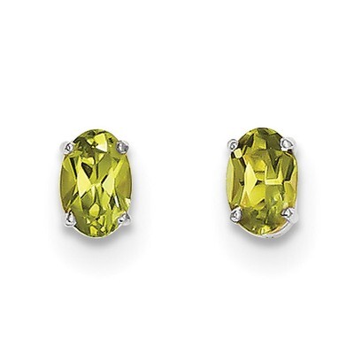 6x4 Oval August Peridot Post Earrings 14k white Gold XBE308, MPN: XBE308, 191101433894