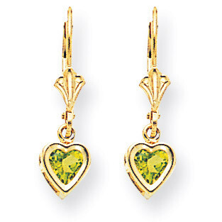 5mm Heart Peridot Earrings 14k Gold XLB109PE, MPN: XLB109PE, 883957338927