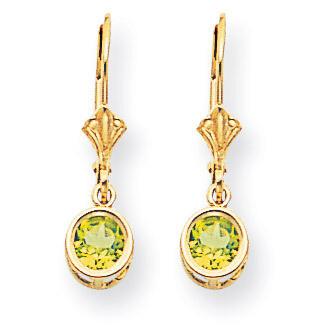 5mm Peridot Leverback Earrings 14k Gold XLB100PE, MPN: XLB100PE, 883957118048