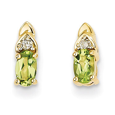 Diamond &amp; Peridot Earrings 14k Gold XBS286, MPN: XBS286, 883957444901