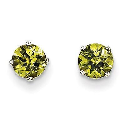 5mm Peridot Stud Earrings 14k White Gold XBE139, MPN: XBE139, 883957217215