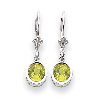 6mm Peridot Leverback Earrings 14k White Gold XLB101WPE, MPN: XLB101WPE, 883957118314