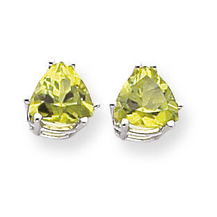 Peridot Diamond Trillion Stud Earrings 14k Gold XE96WPE, MPN: XE96WPE, 883957110479