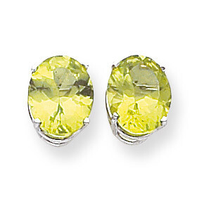 10x8mm Oval Peridot Earrings 14k White Gold XE90WPE, MPN: XE90WPE, 883957109107