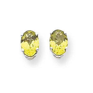 7x5mm Oval Peridot Earrings 14k White Gold XE87WPE, MPN: XE87WPE, 883957107745