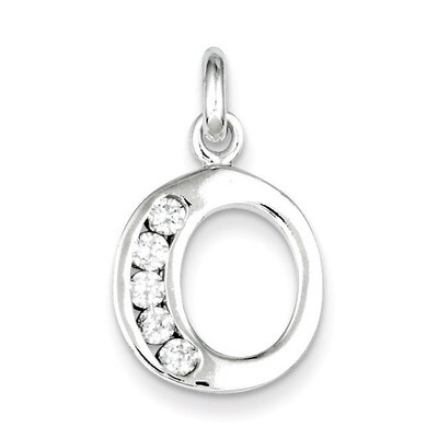 White Diamond Initial O Pendant Sterling Silver QC6716O, MPN: QC6716O, 883957542423