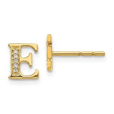 Initial E Earrings 14k Gold Diamond EM4170E-003-YA, MPN: EM4170E-003-YA, 883957376615