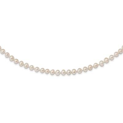 5-6mm White Freshwater Cultured Pearl Necklace Sterling Silver Rhodium-plated QH4769-28, MPN: QH476…