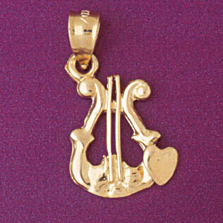 Dazzlers Jewelry Harp Pendant Necklace Charm Bracelet in Yellow, White or Rose Gold 6187, MPN: DZ-6…