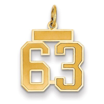 Number 63 Charm 14k Gold Small Satin  LSS63, MPN: LSS63, 883957069920