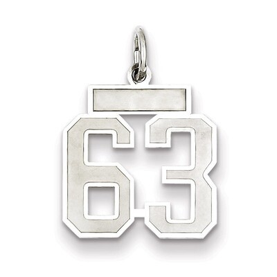 Charm Number 63 Satin Sterling Silver Small QPS63, MPN: QPS63, 191101282911