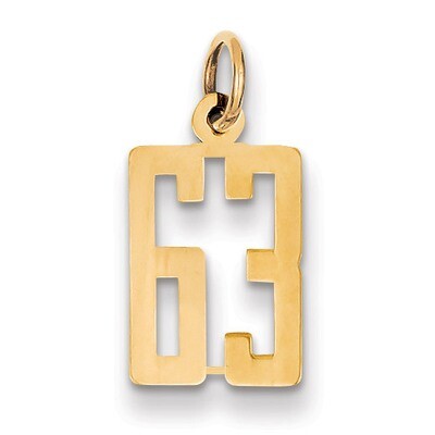 Number 63 Charm 14k Gold Small Polished Elongated LES63, MPN: LES63, 883957132723