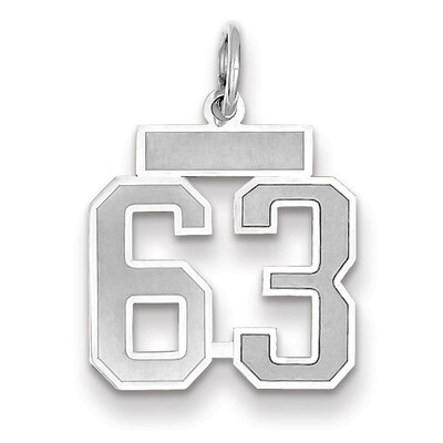 Number 63 Charm Small Satin 14k white Gold WSS63, MPN: WSS63, 883957072166