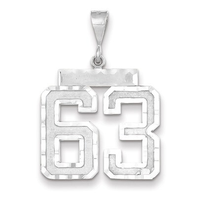 Number 63 Charm 14k white Gold Large Diamond -cut WLN63, MPN: WLN63, 883957124391