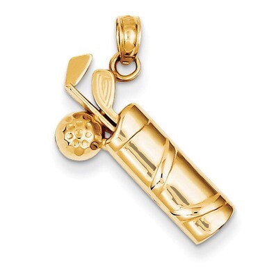 Golf Bag Charm 14k Gold Diamond-cut K4963, MPN: K4963, 637218019168