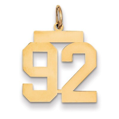 Number 92 Charm 14k Gold Medium Polished LM92, MPN: LM92, 883957138824