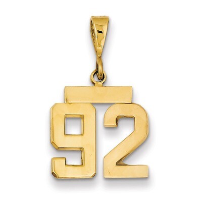 Number 92 Charm 14k Gold Small Polished SP92, MPN: SP92, 883957147055