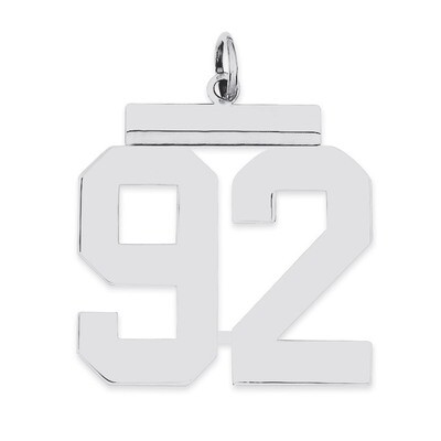 Charm Number 92 Polished Sterling Silver Large QPL92, MPN: QPL92, 191101281426