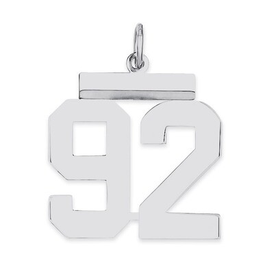 Pendant Number 92 Polished Sterling Silver Medium QMS92, MPN: QMS92, 191101278648