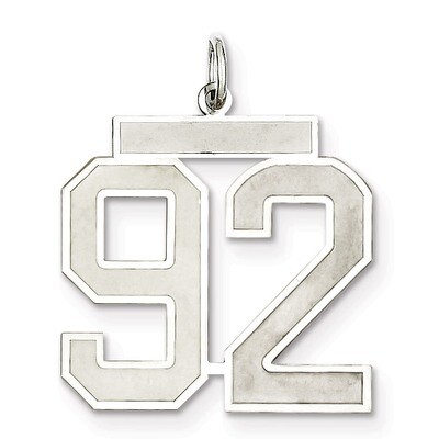 Pendant Number 92 Satin Sterling Silver Large QPP92, MPN: QPP92, 191101282317