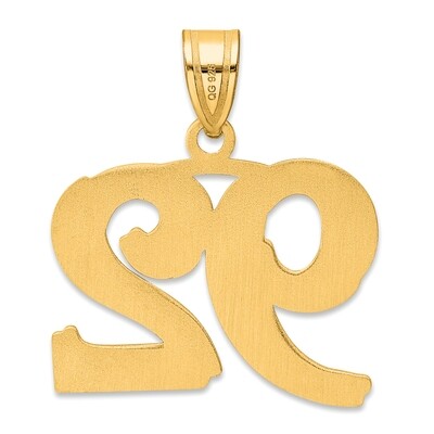 Number 92 Pendant 14k Gold Polished Etched AEN92, MPN: AEN92,