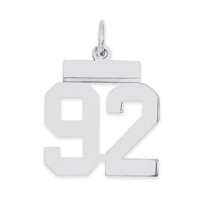 Pendant Number 92 Polished Sterling Silver Small QSS92, MPN: QSS92, 883957102375