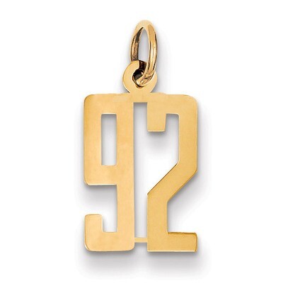 Number 92 Charm 14k Gold Small Polished Elongated LES92, MPN: LES92, 883957219219