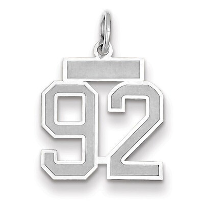 Number 92 Charm Small Satin 14k white Gold WSS92, MPN: WSS92, 883957072876