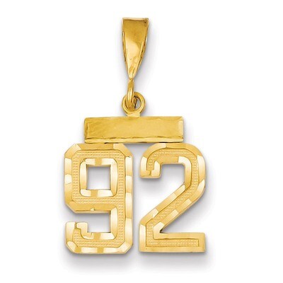 Number 92 Charm 14k Gold Small Diamond-cut SN92, MPN: SN92, 883957111322
