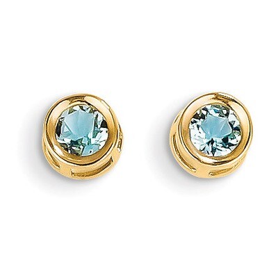 4mm Bezel March/Aquamarine Post Earrings 14k Gold XBE3, MPN: XBE3, 883957086958