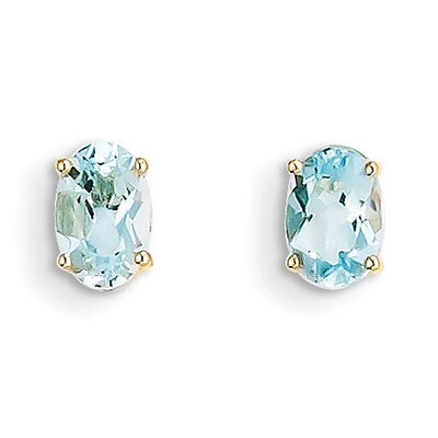 6x4 Oval March/Aquamarine Post Earrings 14k Gold XBE15, MPN: XBE15, 883957086606